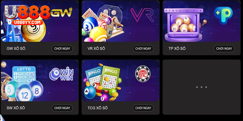 Sảnh xổ số U888 cung cấp nhiều sân chơi chính hấp dẫn